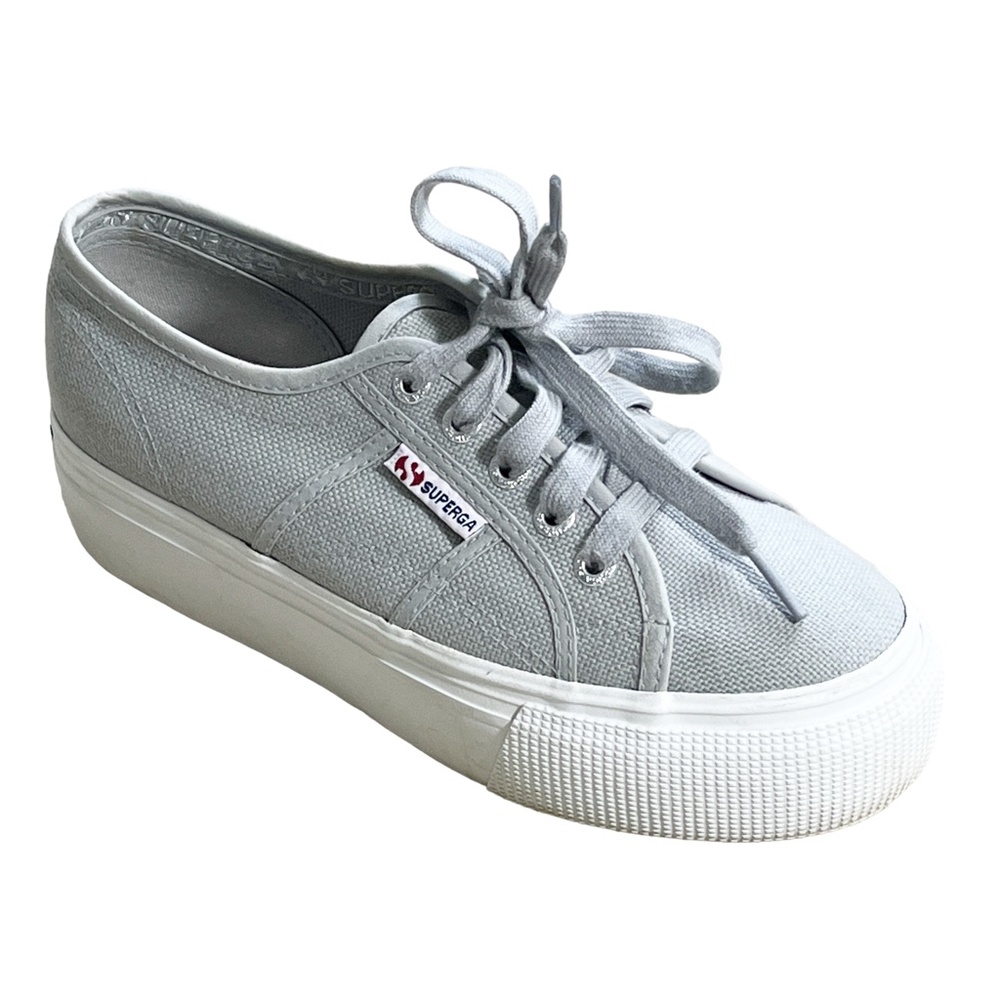 Superga 2750 Gray Cotton Canvas Platform Women's Sneakers Size US 6.5/ EUR  37